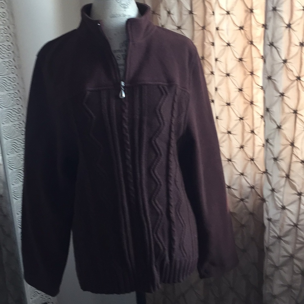 Basic Editions Cable Knit&Fleece Pullover Sweater